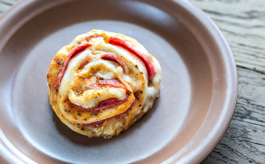 Pizza roll on the plate