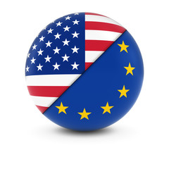 American and European Flag Ball - Split Flags of the USA and the EU