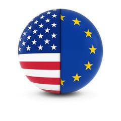 American and European Flag Ball - Split Flags of the USA and the EU
