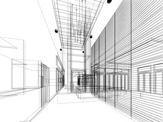 sketch design of interior hall