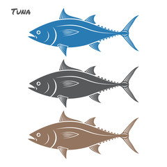 Tuna fish vector illustration on white background