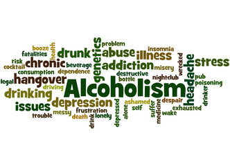 Alcoholism, word cloud concept