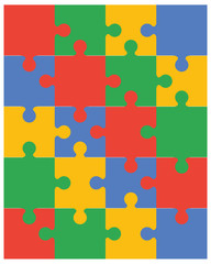 Vector illustration of colorful puzzle, separate pieces