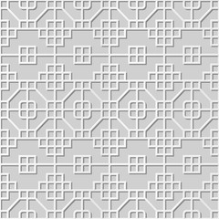 Vector damask seamless 3D paper art pattern background 358 Octagon Square Cross
