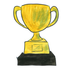 gold cup award prize cartoon watercolor isolated