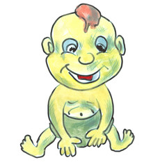 yellow watercolor isolated kid cartoon