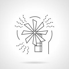 Wind energy flat line design vector icon