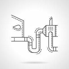 Car emissions test flat line design vector icon