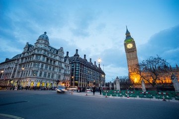 Fototapeta na wymiar Big Ben and statue of Sir Winston Churchill, London, England