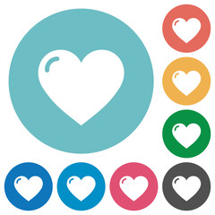 Flat heart shape icons