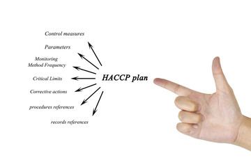Women hand writing element of HACCP plan for business concept and use in manufacturing