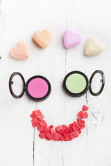 Set of 2 eye shadows isolated on white isolated on white backgro