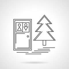 Outdoors toilet flat line design vector icon