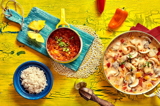 Colorful tropical Brazilian seafood stew