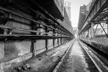 abandoned old industrial construction railway channel