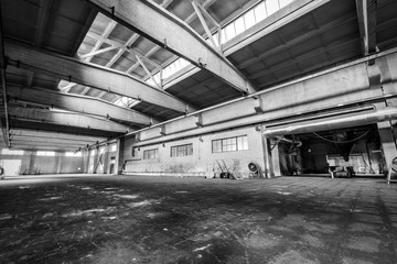 abandoned old industrial factory building in dark colors