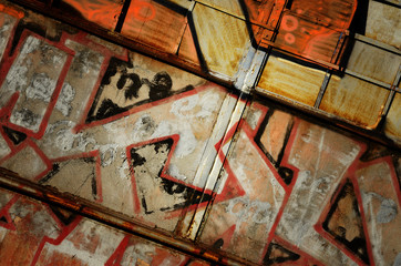 Dramatic grunge rusty metal old gate ,industrial background