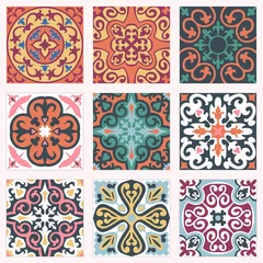 Printed kitchen splashbacks Moroccan Tiles Set with Beautiful seamless ornamental tile background.
