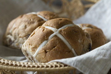Easter buns in a basket