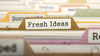 Fresh Ideas Concept. Colored Document Folders Sorted for Catalog. Closeup View. Selective Focus. 3D Render.