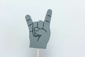 eva foam rock and roll sign white background