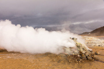 hot fumarole in myvatn area north iceland