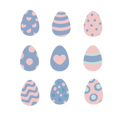 Set of rose quartz and serenity vector Easter eggs