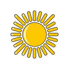 Cartoon sun icon isolated on white background