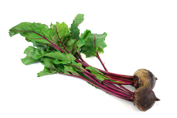 bunch of fresh beets on white background