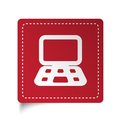 Flat Computer icon on red sticker