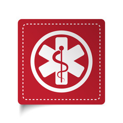 Flat Medical  icon on red sticker