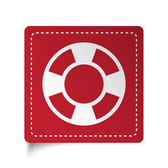 Flat Life Buoy icon on red sticker