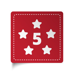 Flat Five Star icon on red sticker