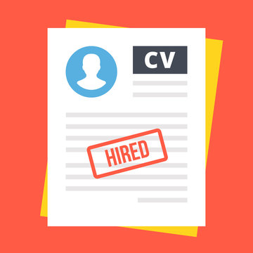 Hired Employee CV. Flat Vector Illustration