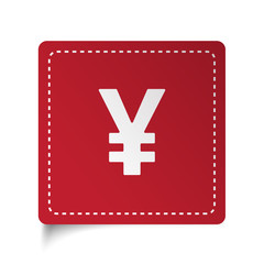 Obraz premium Flat Yen icon on red sticker