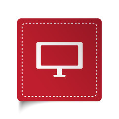 Fototapeta na wymiar Flat Computer Screen icon on red sticker
