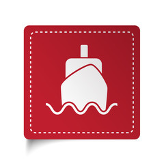 Flat Boat icon on red sticker