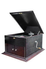 old turntable isolated on white background