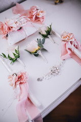 Amazing wedding accessories in powder pink style