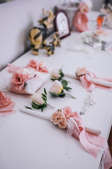 Amazing wedding accessories in powder pink style