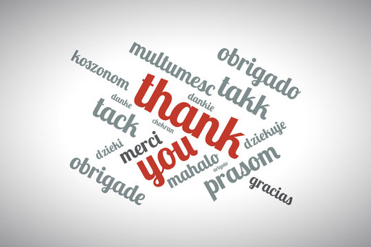 Thank you in different languages word cloud