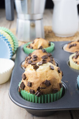 Muffins in a baking pan