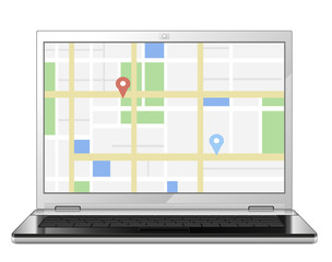 City Map On the Computer Screen