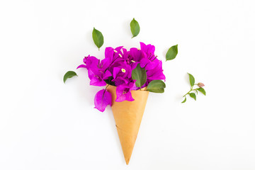 bouquet of bougainvillea paper flower on white background