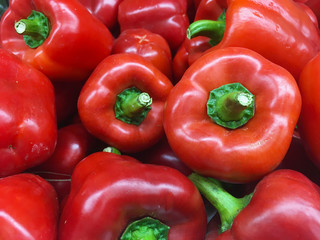 Fresh red sweet bell peppers