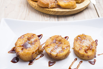 plate with torrijas, typical spanish