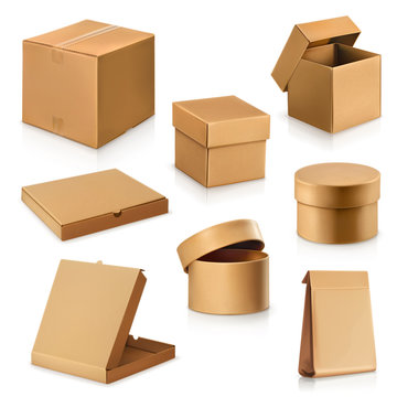 Set cardboard boxes, vector