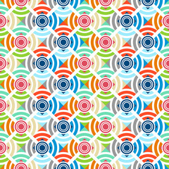 The pattern of colored circles squares