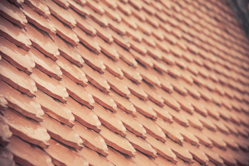 Ceramic roof pattern with Vintage filter and selective focus