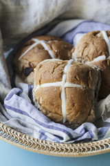 Easter buns in a basket